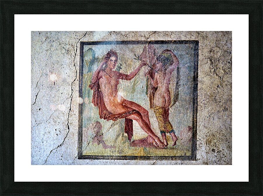 Pompeii mural showing figures in ancient Roman setting Picture Frame print