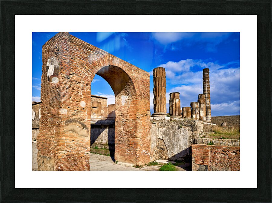 Ruins of ancient Pompeii in Naples Campania Italy under blue sky Picture Frame print