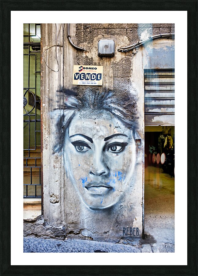 Graffiti of sofia loren in naples spanish quarters Picture Frame print