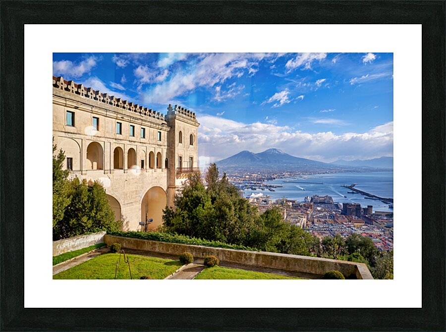 View of Naples and Mount Vesuvius from high ground in Campania Picture Frame print