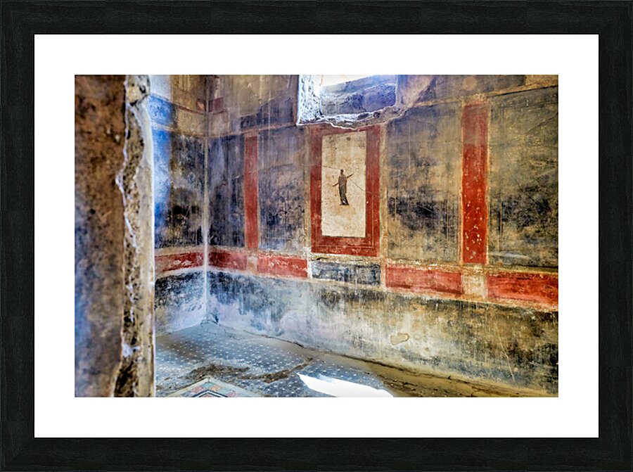 Exploring ancient wall paintings in Pompeii in Naples Campania I Picture Frame print
