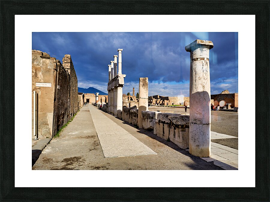 Exploring Pompeii ruins in Campania Italy on a cloudy day Picture Frame print
