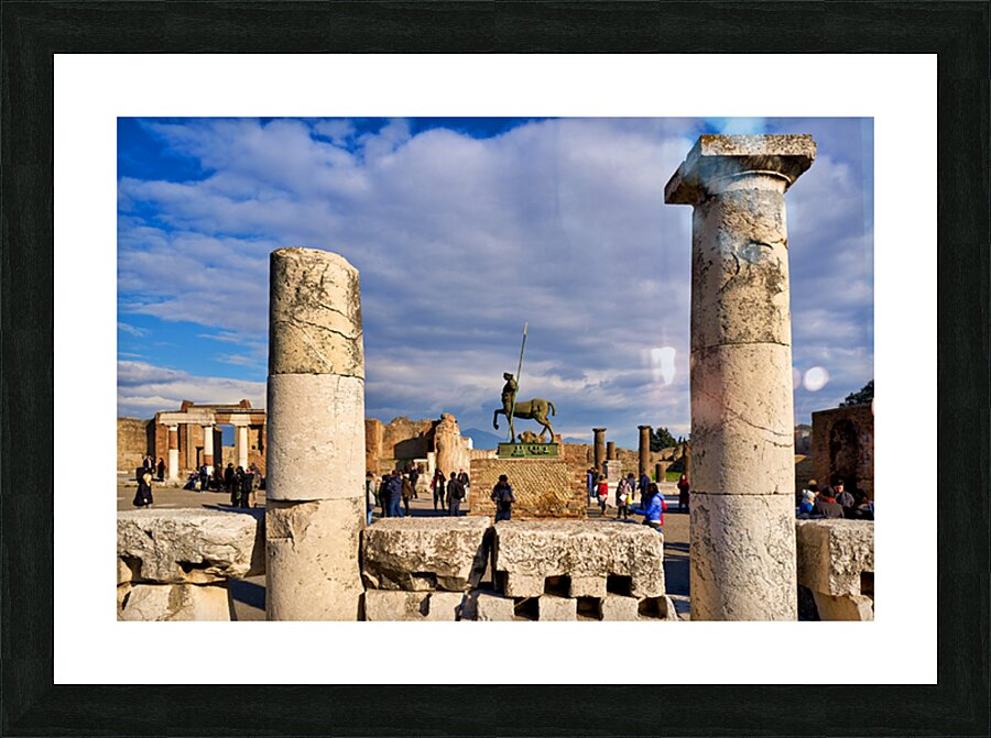 Visitors explore Pompeii ruins in Naples Campania Italy Picture Frame print