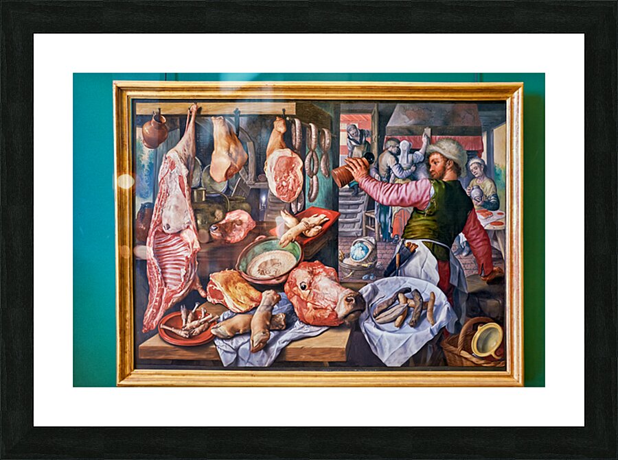 Depiction of a butcher at work in Museo di Capodimonte in Naples Picture Frame print