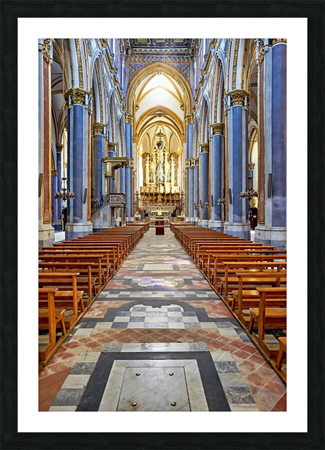 Interior of San Domenico Maggiore church in Naples at midday Picture Frame print