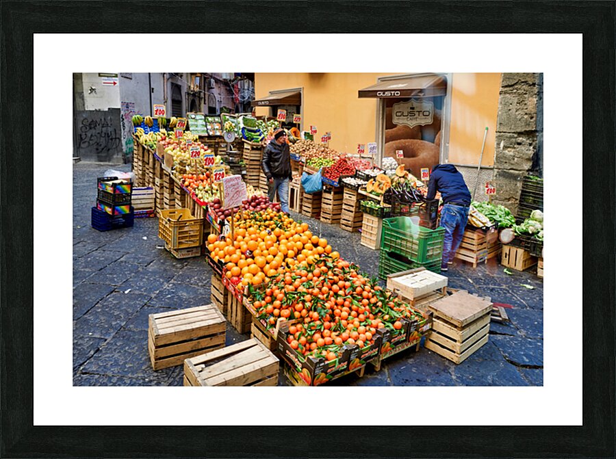 Greengrocer selling fruits and vegetables in Naples Campania Ita Picture Frame print