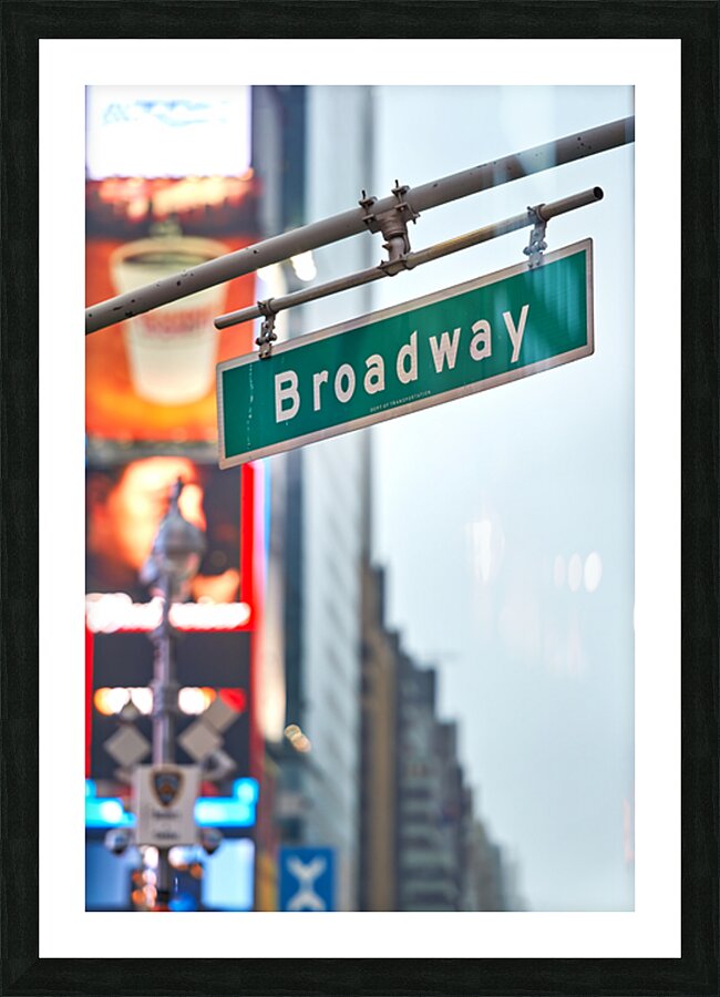 Broadway street sign in Manhattan New York City during the day Framed Print