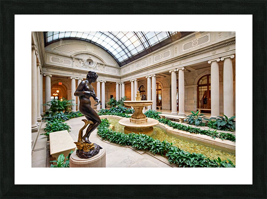 Visitors explore the courtyard at the Frick Collection in Manhat Picture Frame print
