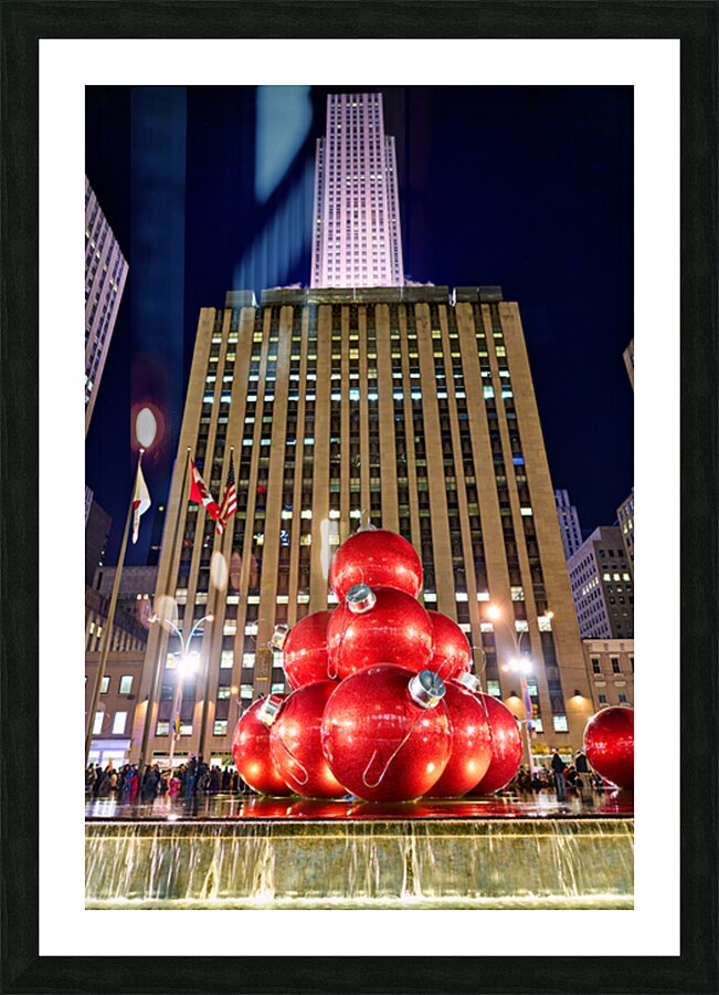 Christmas decorations in Manhattan at Rockefeller Center during  Picture Frame print