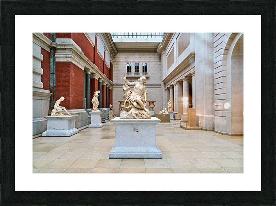 The sculpture of Andromeda and the sea monster stands in the Met Picture Frame print