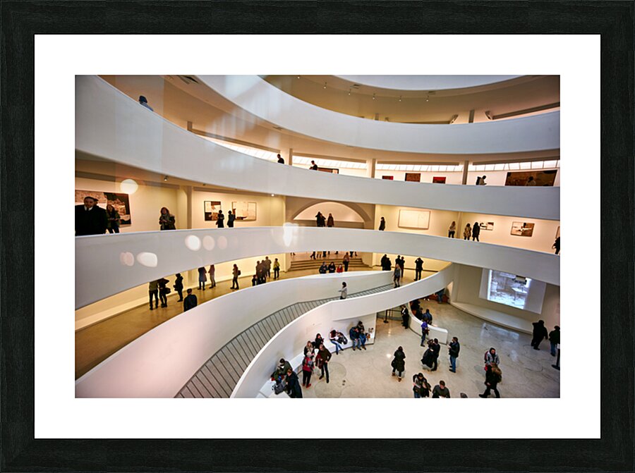 People walk through the spiraled structure of Solomon R Picture Frame print