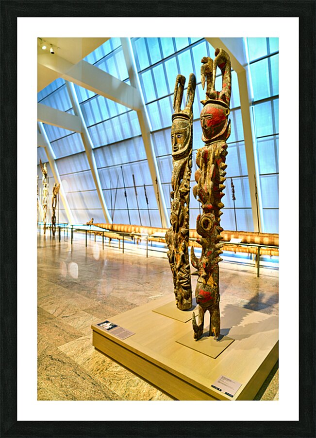 Oceanic Art display in Metropolitan Museum of Art with figures Picture Frame print