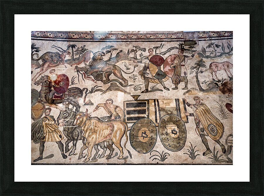 Mosaics of daily life at Villa Romana del Casale Sicily Picture Frame print