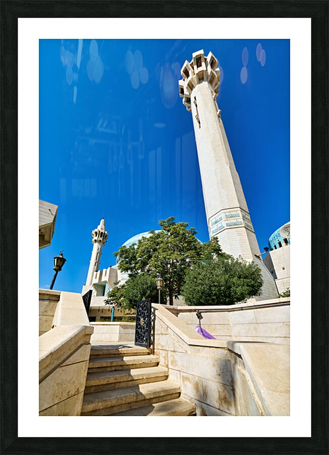 Visit to King Abdullah Mosque in Amman Jordan during clear day Picture Frame print