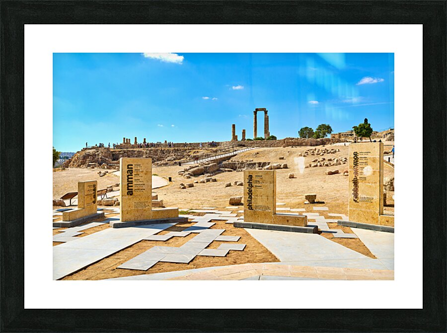 Exploring the Citadel in Amman Jordan during bright daylight Picture Frame print
