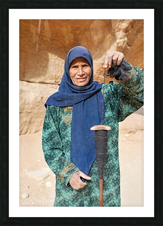 Portrait of an old woman at Little Petra in Jordan Picture Frame print