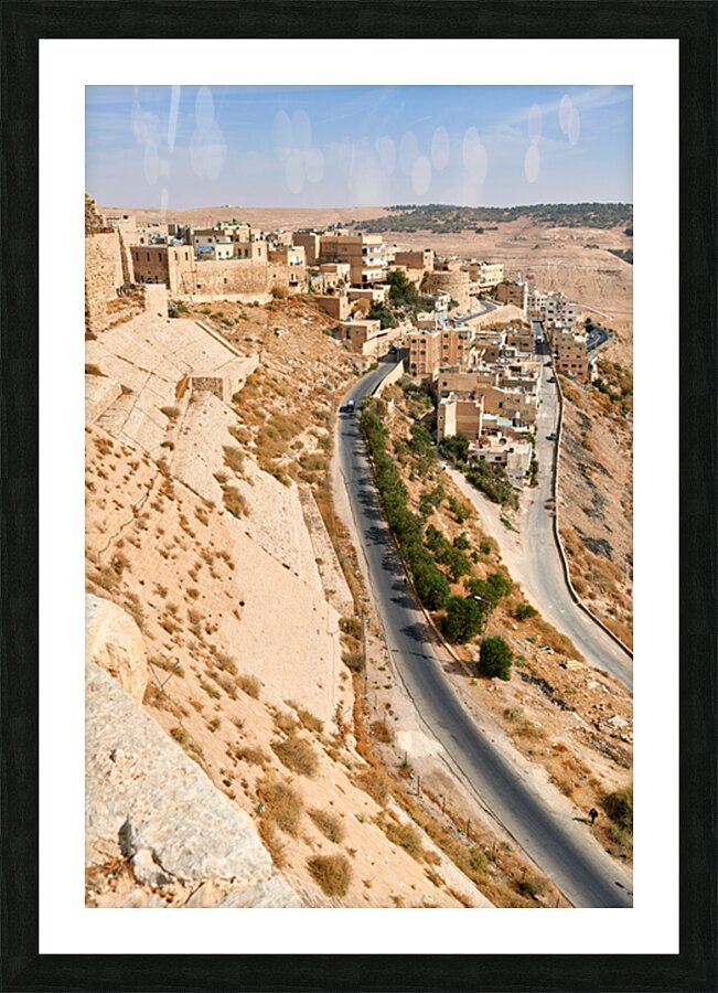 Kerak Castle shows the land and buildings around it in Jordan Picture Frame print