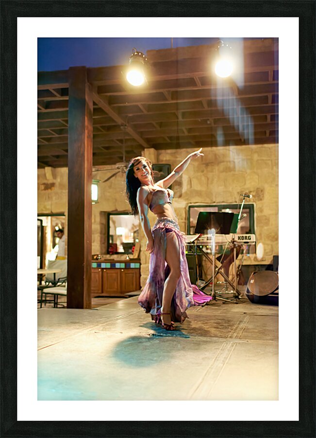 Belly dance performance in Jordan at night Picture Frame print