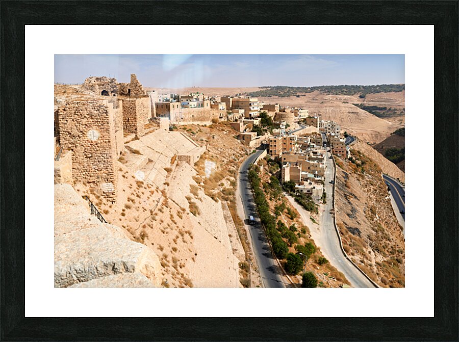 Explore Kerak Castle and the surrounding landscape in Jordan Picture Frame print