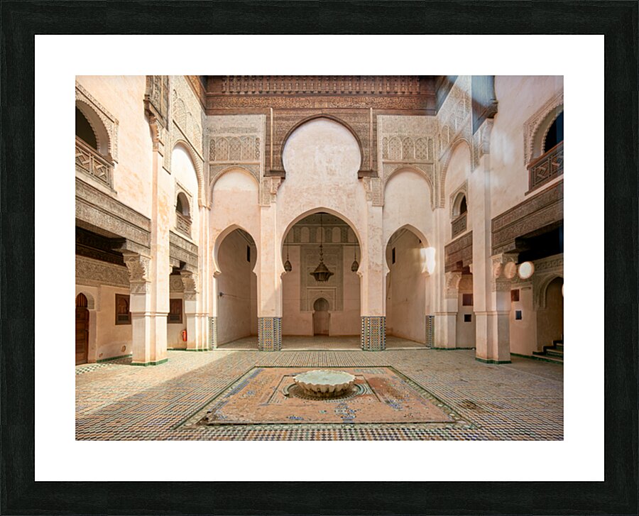 Exploring Al Attarine Madrasa in Fez Morocco during the day Picture Frame print