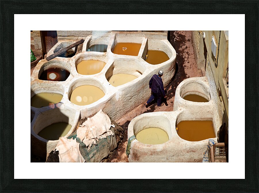 Tannery work at Sidi Moussa in Fez Morocco Picture Frame print
