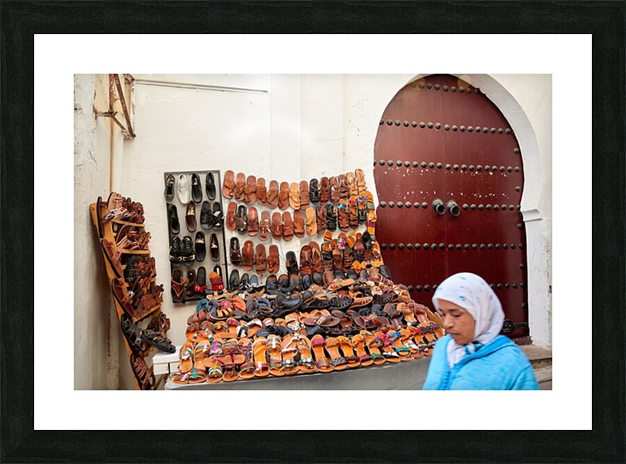 Moroccan slippers for sale in the Medina of Fez Picture Frame print