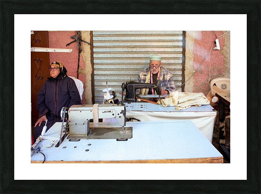 Tailor working in souk of Meknes Morocco Picture Frame print