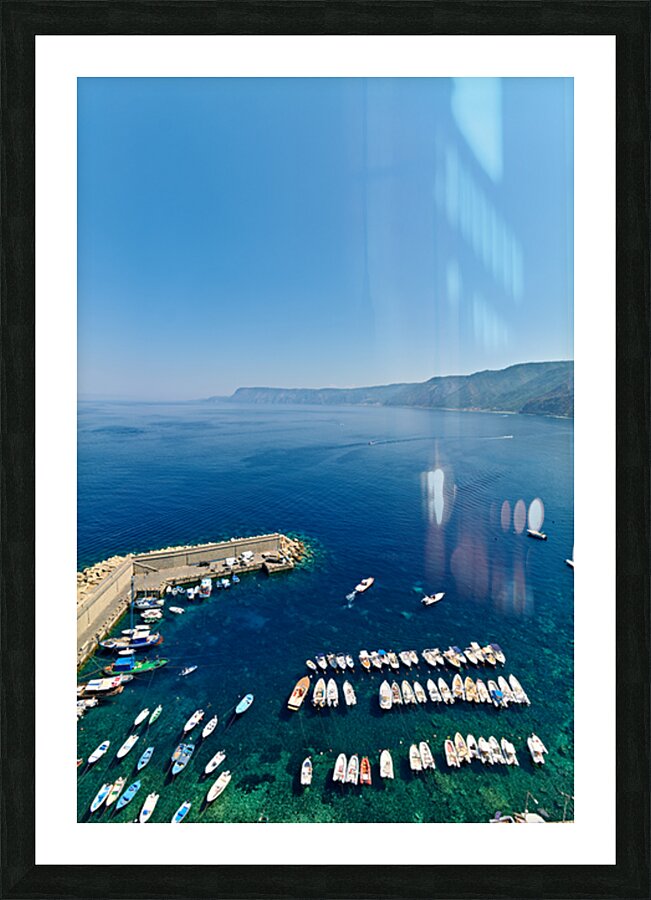 View of Chianalea harbor in Scilla Calabria Italy with boats Picture Frame print