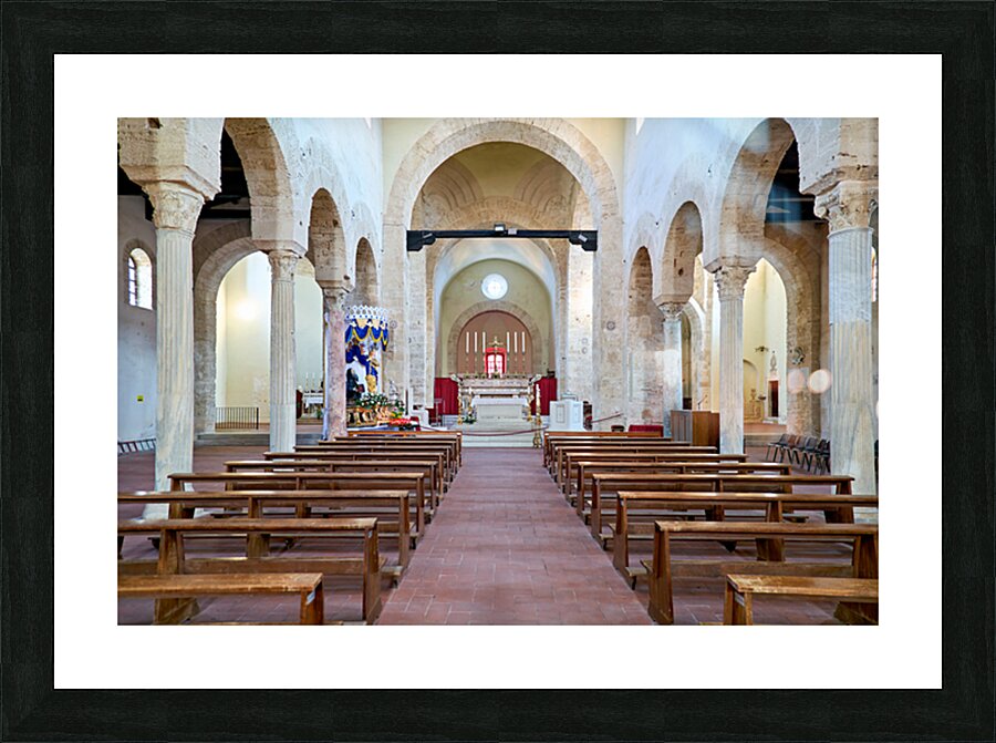 Interior view of the Norman Cathedral in Gerace Calabria Italy Picture Frame print