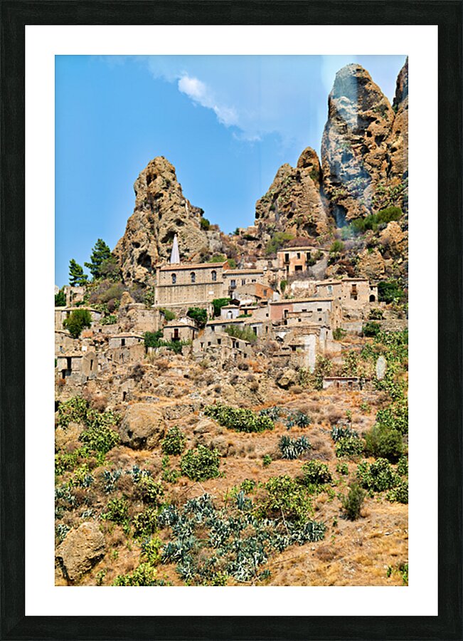 Exploring Pentedattilo the abandoned town in Calabria Italy Picture Frame print