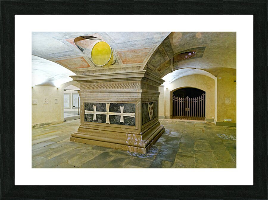 Exploring the crypt of Basilica of San Lorenzo in Florence Italy Picture Frame print