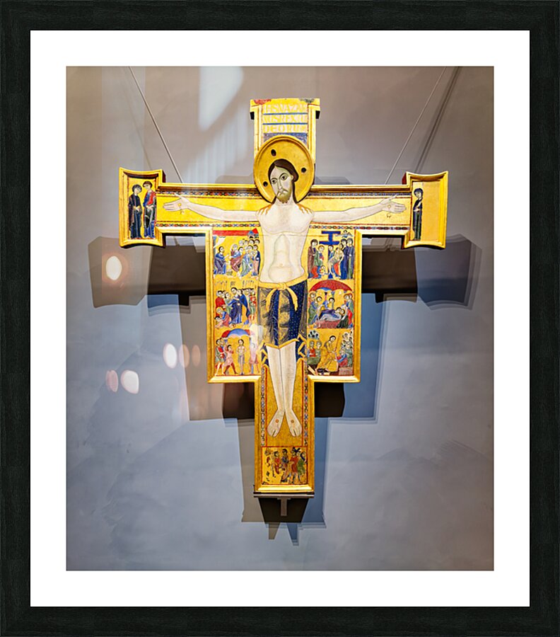Crucifix artwork by Maestro della Croce in Uffizi Gallery Floren Picture Frame print