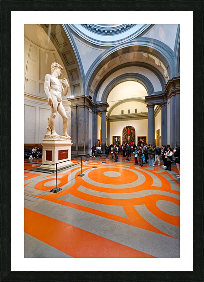 View inside Gallery of the Academy with Michelangelo David in Fl Picture Frame print