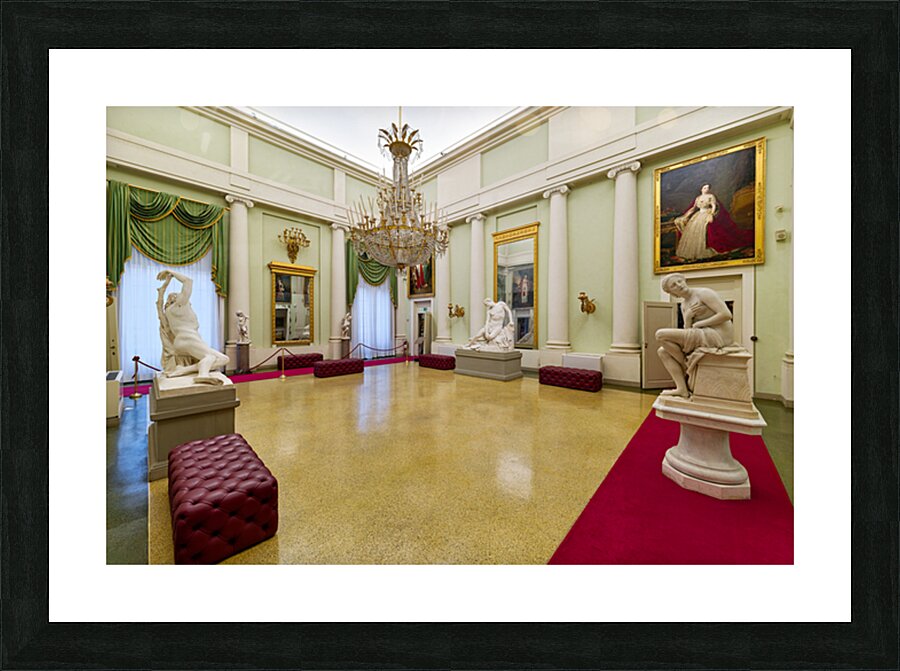 Visitors explore Palatine Gallery in Palazzo Pitti in Florence Picture Frame print