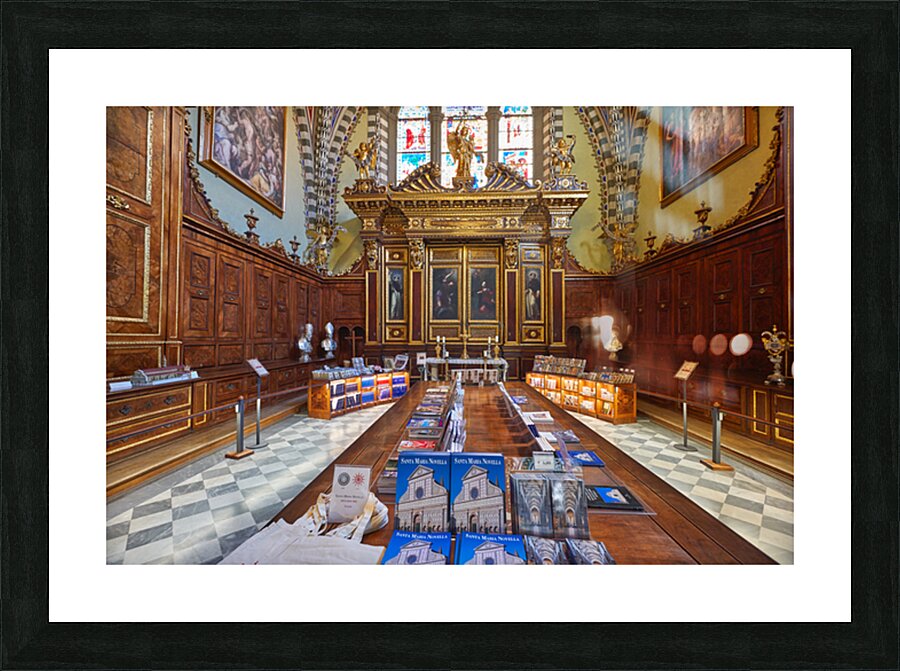 Visitors explore the interior of Santa Maria Novella in Tuscany Picture Frame print