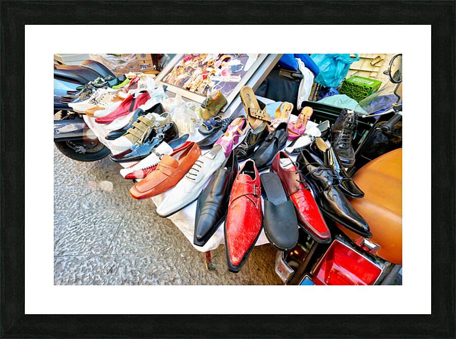 Footwear display at Ballaro street market in Palermo Sicily Picture Frame print