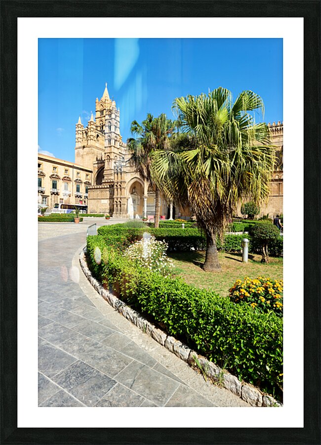 Palermo Cathedral surrounded by gardens in Sicily Italy Picture Frame print