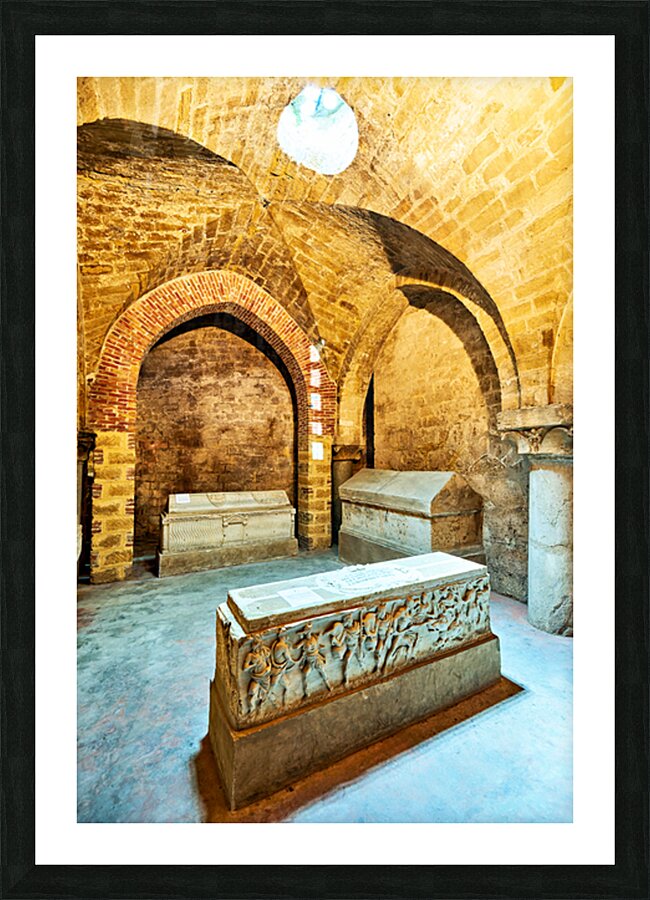 Exploring the crypt of Palermo Cathedral in Sicily Italy Picture Frame print