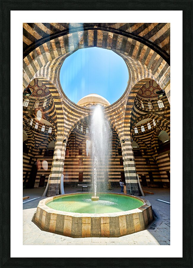 Visitors explore Khan Asad Pasha Caravanserai in Damascus Syri Picture Frame print