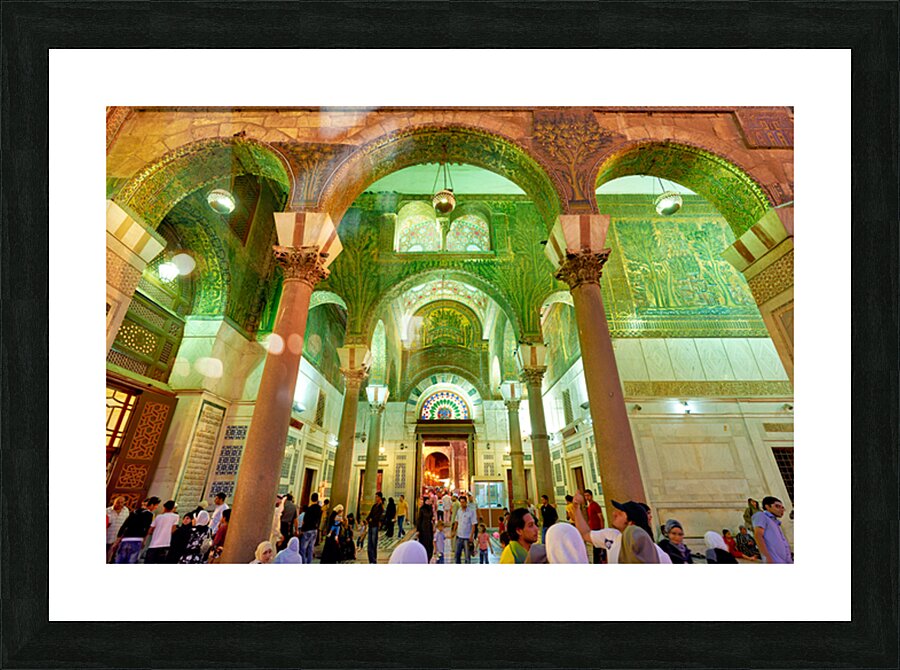 Exploring the Umayyad Mosque in Damascus during evening hours Picture Frame print
