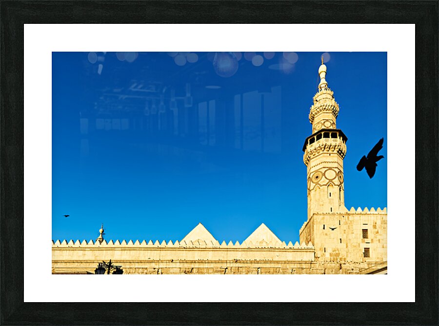 Mosque tower in Damascus against clear blue sky Picture Frame print