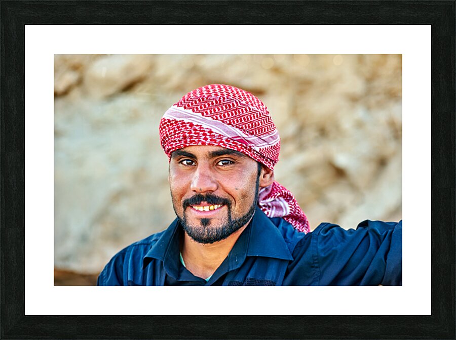 Young man in Syria smiles during a sunny day outdoors Picture Frame print