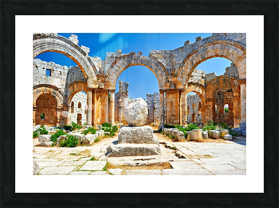 Ruins of Saint Simeon Stylites Church in Syria under a clear sky Picture Frame print