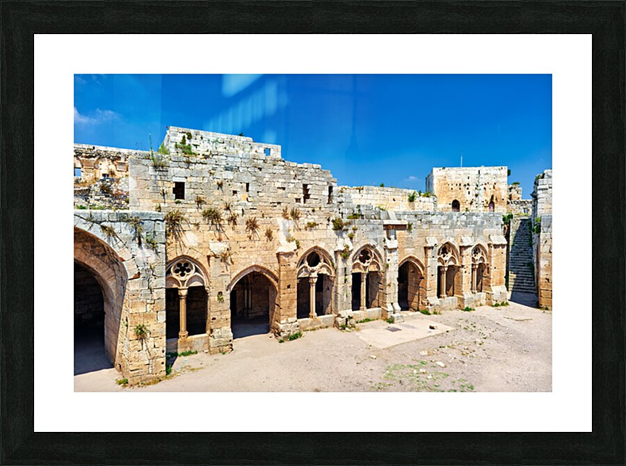 Exploring Krak des Chevaliers in Syria a historic crusader cast Picture Frame print