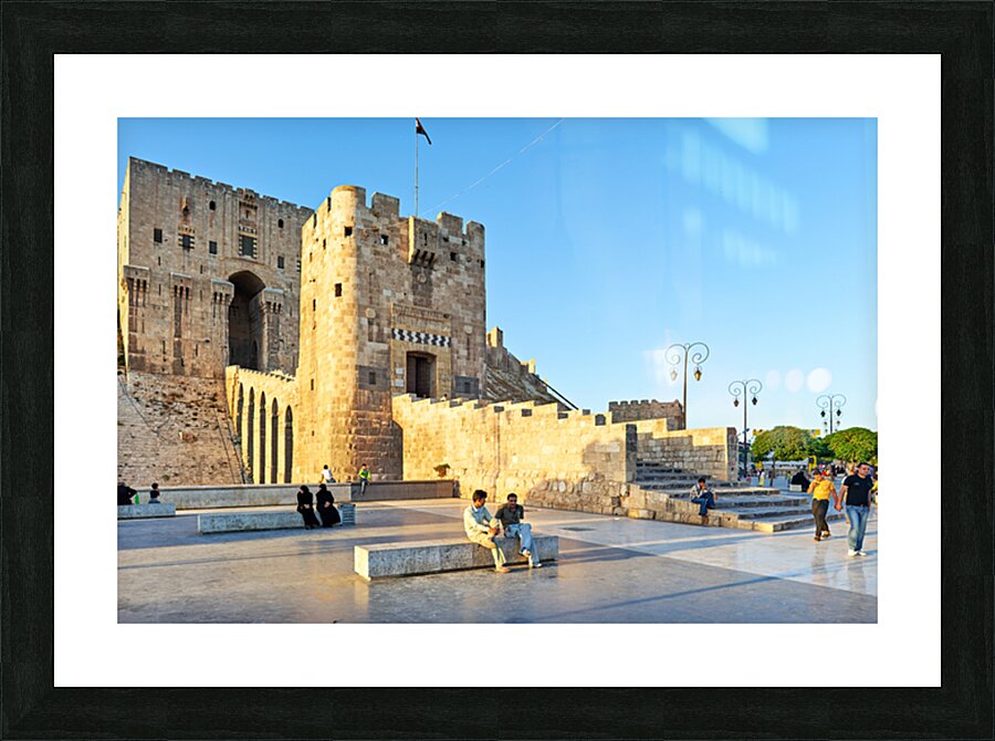 Visit to Citadel of Aleppo in Syria during evening light Picture Frame print