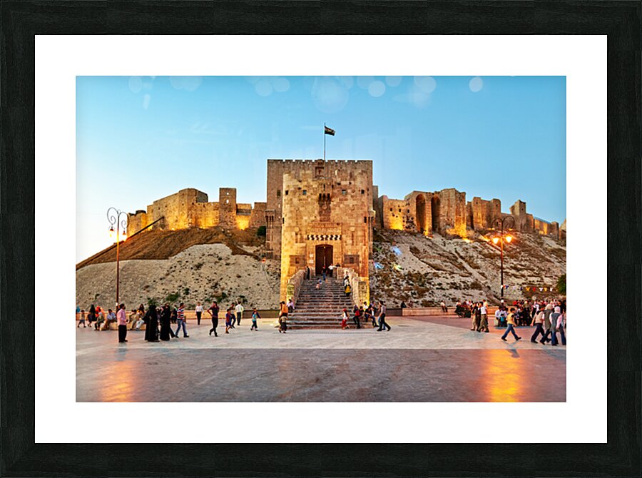 Exploring the citadel of Aleppo during dusk in Syria Picture Frame print