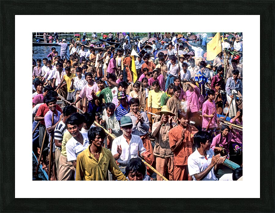 People gather on boats during the Inle Lake Festival in Myanmar Picture Frame print