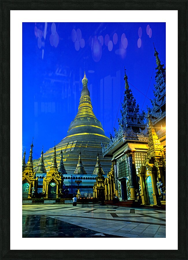 Popular Schwedagon Paya at night in Yangon Myanmar Picture Frame print