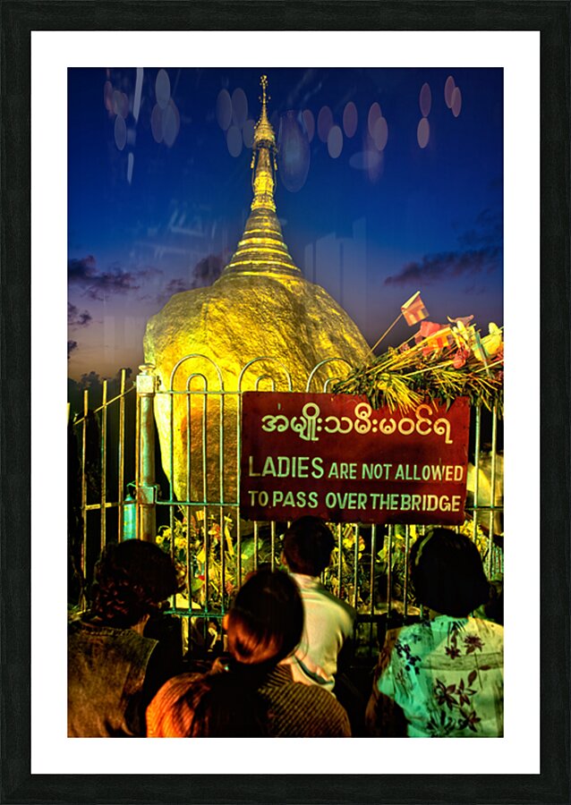 Visitors gather at Kyaiktiyo Pagoda Golden Rock in Myanmar at su Picture Frame print