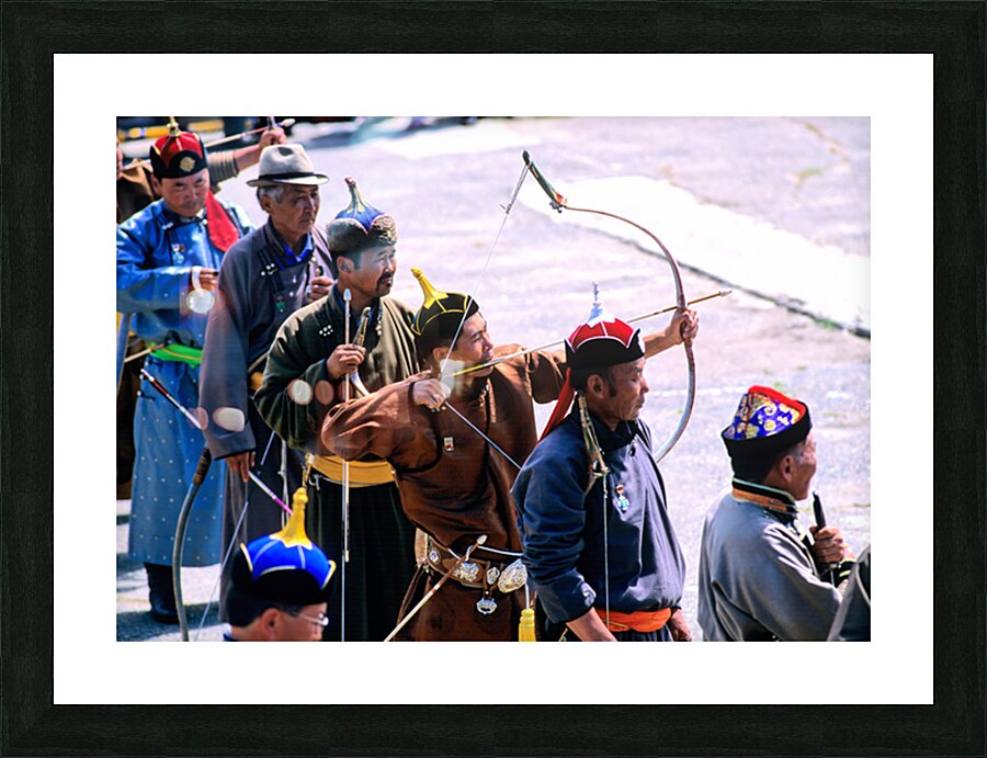 Archery competition during Naadam festival in Ulaanbaatar Mongo Picture Frame print